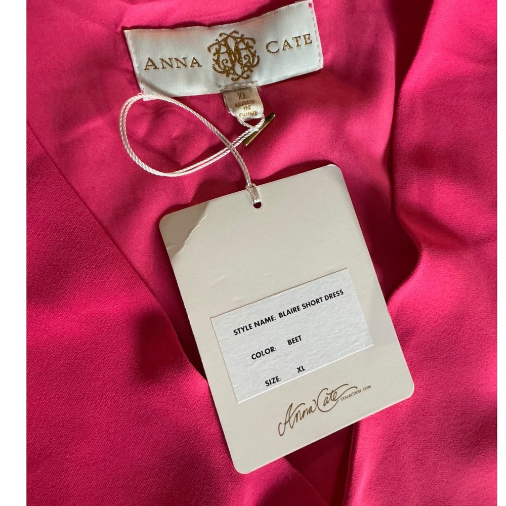Anna Cate Blair Short Dress XL Beet Pink Flutter Sleeve Shift NWT MSRP $208 - Picture 3 of 11